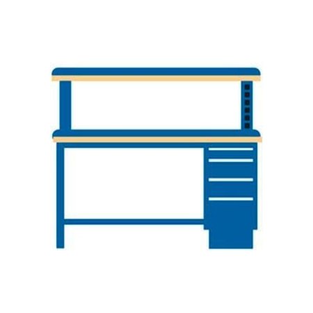 LISTA INTERNATIONAL 72x30x52.5 Cabinet & Leg workstation w/4 drawers, powered riser shelf/butcher block top TB3202-BTB7230